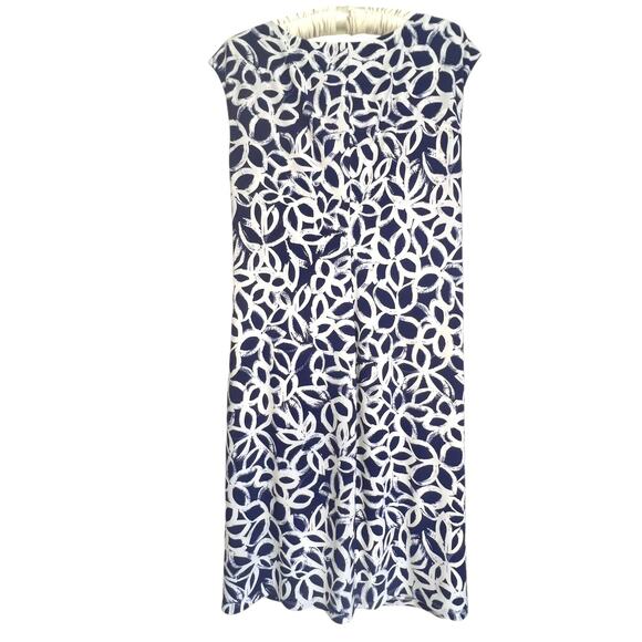 Lauren Ralph Lauren Blue White Abstract Cap Sleeve Sheath Dress Size 16 - Picture 5 of 8
